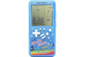 HLF Console di Gioco a Blocchi retrò Console di Gioco in Mattoni con Guscio colorato e Schermo Grande Alimentato da Giochi Build 23 e con Un Corpo Piccolo (Blu)