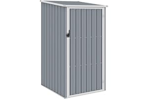 Homgoday Gerätehaus Metall Geräteschuppen Schuppen Gartenhaus Gartenschuppen Ohne Boden Garten Schuppen mit Schrägdach Grau 87x98x159 cm Verzinkter Stahl