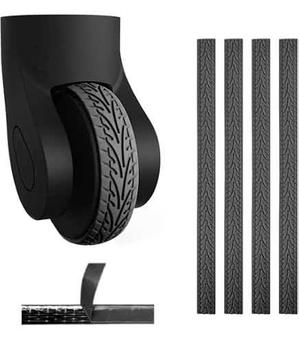 Set 8 Coperture Per Ruote Valigia In Silicone - Antirumore E Antiusura, Adesive, Stile Racing (Nero E Grigio)