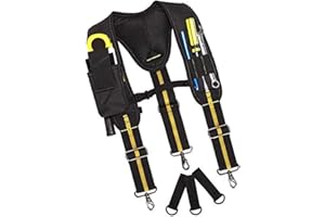 IZZDYNNO Tool Belt Suspenders Multi-Pockets Electrician's Bag with Lumbar Support Heavy Duty Adjustable Lumbar Support