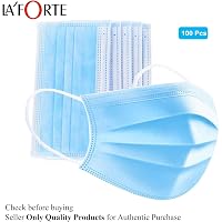La Forte Disposable Face Mask, 3 Ply Filter Breathable Safety Mask with Elastic Ear loop (100 Pcs) (100)