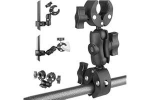 JEBUTU Morsetto di Supporto per Selfie Moto, Supporto Morsetto per Fotocamera con Doppia Testa a Afera a 360°, Supporto Super Morsetto per Treppiede, Riflettore, Ombrello (6cm)