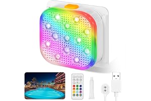Vicloon undervattensbassänglampa, uppladdningsbara fjärrkontroll för badkar, 16 färger och 6 dynamiska RGB-lägen, IP68 vattentät LED-lampa för pool, vasbas, spa, akvarium, damm, festdekor