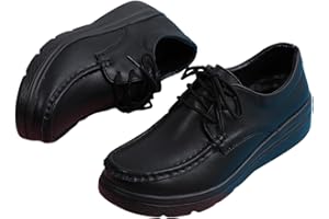 YYTCSJZ Women's Healthcare Nursing Shoes, Women Slip Resistant Lace up Comfortable Leather Work Nursing Shoes, Slip Resistant Lace up Work Restaurant Shoes, Ideal for Nurse Healthcare Crews