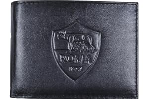 CALCIOGADGETS Portafoglio ROMA Ufficiale in Vera Pelle Borsellino Portacarte Originale Enzo Castellano PTFRM163188