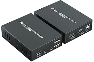 PWAY HDMI KVM USB Extender 196ft / 60m Transmission sur Single Cat5e / 6/7 Full HD 4K@60Hz Support Loop Out 3D EDID Fonction
