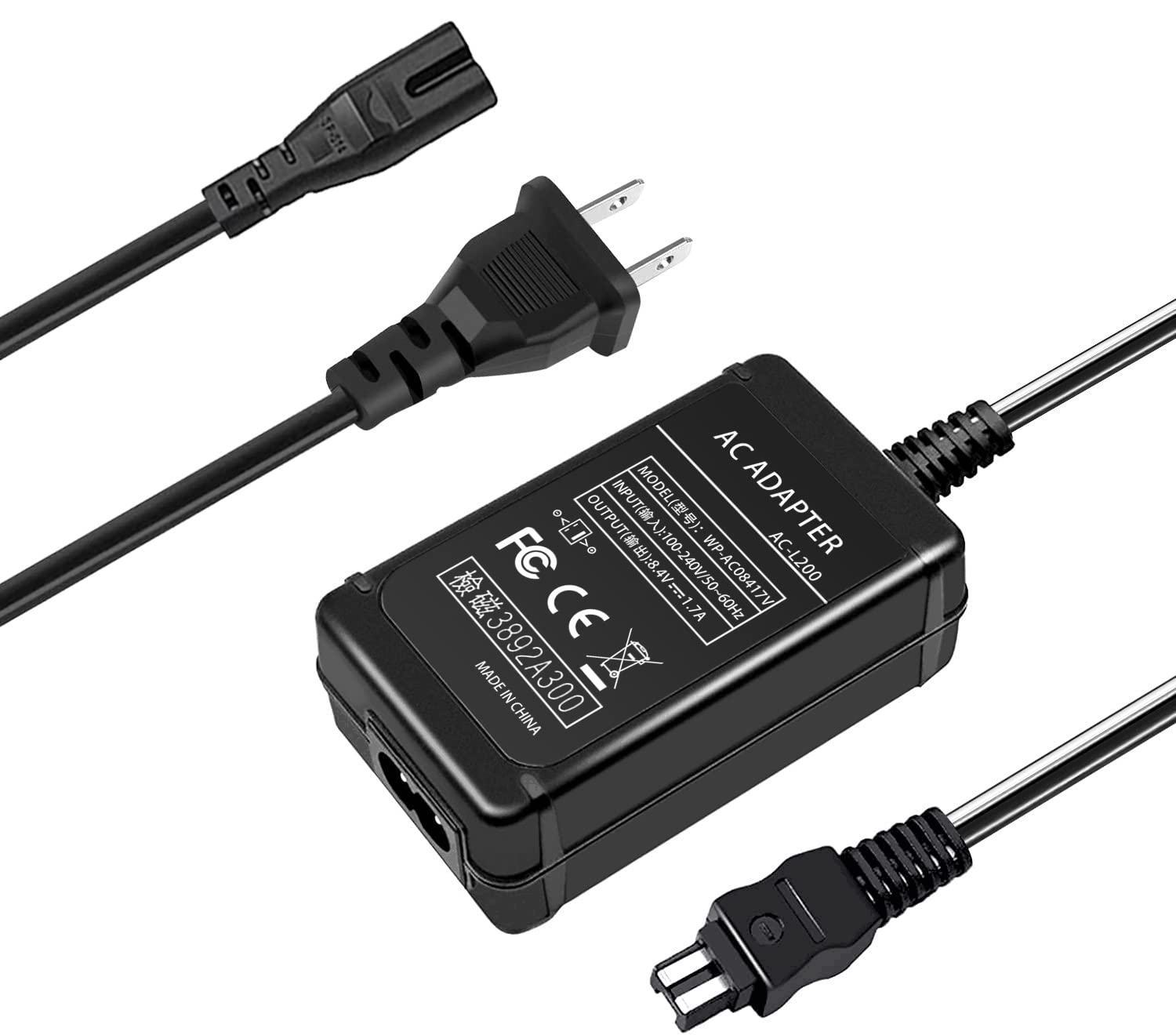 AC-L200 AC Power Adapter Supply Charger replacement to AC-L200 AC-L200C L200D AC-L25 AC-L25A AC-L25B AC-L25C for Sony Handycam DCR-DVD7 DVD105 DVD108 DVD203 DVD205 DVD305 DVD308 DVD610 DCR-HC20