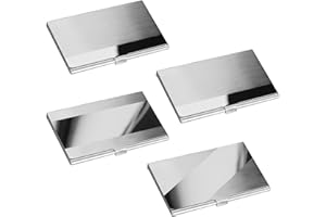 XIAOWANWAN 4 Stück Visitenkartenetui Edelstahl,Visitenkarten Aufbewahrung,Ultradünn Business Visitenkarten Etui für Damen Herren,Ausweis Bankkarte Kreditkartenetui (Stil 2)