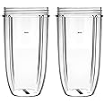 TERRIFI Juicer Cups for NutriBullet Replacement Parts 600w 900W 18OZ 24OZ 32OZ Clear Mugs Blender Juicer Mixer. Clear, Upgraded Material, Pack of 2
