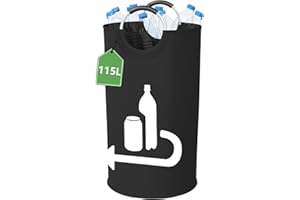 BAFIWU 115L Pfandflaschen Sammelbehälter, Groß Faltbar Flaschensammler Altglas Leergut Pfandflaschen Aufbewahrung mit Softgrip-Griffen aus Aluminium