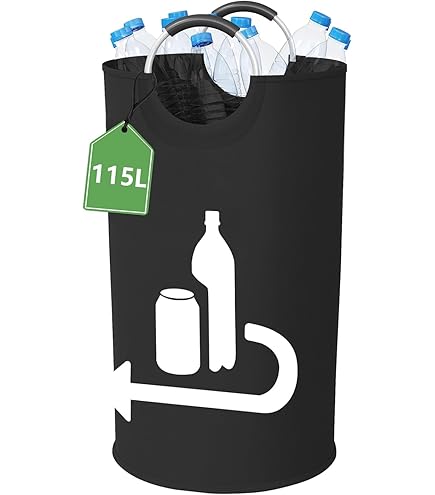 MeYuxg 82L Pfandflaschen Sammler - Faltbarer Recycling Behälter Mit Aluminiumgriff Für Küche