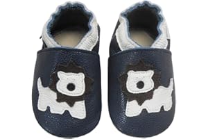 Bemesu Pantoufles en Cuir Chaussures rampantes pour bébés Pantoufles Filles et garçons Enfants Premiers Marcheurs en Cuir 0-24 Mois UE 18-24
