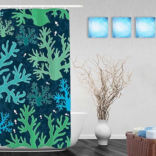 Coral And Fishes Bathroom Shower Curtain Concise Style Home Decor Shower Curtains Waterproof Mildewproof Polyester Fabric 36"x72"Inch