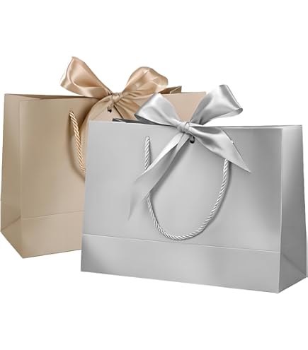 3 Pièces Sacs Cadeau Or Noir,Pochettes Cadeau En Papier Moyen Avec Anse