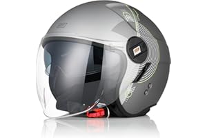 ORIGINE Casco Jet Moto Casco Aperto Scooter con Doppia Visiera Omologato ECE2206