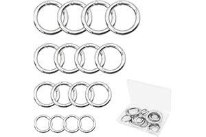 QUMENEY 16PCS Spring O Ring, Zinc Alloy Round Carabiner Snap Trigger Buckle, Hooks Clip DIY Accessories 4 Styles for Key Chains, Bag, Purse and Handbag