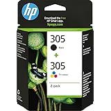 HP 305 Nero e Tricromia, 6ZD17AE, Confezione da 2 Cartucce Originali HP, Compatibili con Stampanti HP DeskJet serie 2700, 410