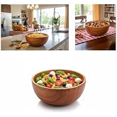 Deconox Akasya Ağacı Yuvarlak Ahşap Kase | Doğal Salata, &Ccedil;orba ve Kahvaltılık Servis Kasesi | Orta Boy (14x6 cm)