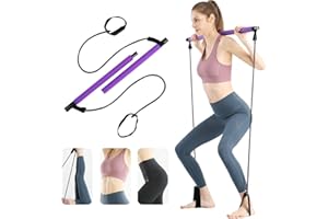 Surplex Kit de Barra de Pilates portátil con Banda de Resistencia, Bodybuilding Yoga Pilates Stick con Foot Loop, Core Strength Fitness Gym para Terapia Física, Estiramiento, Esculpido, Torsión