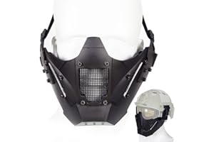 ATAIRSOFT Tactical Demi-Masque Masque Fit Fit Rail de Casque Rapide pour Airsoft Chasse Paintball CS Jeu BB Gun Shooting