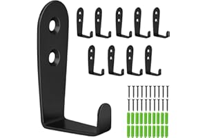CGBE Coat Hooks Door Hooks,10pcs Wall Mounted Metal Cloth Hanger with 22pcs Screws & Anchors for Hanging Clothes, Towel, Robe, Key, Bags, Cup in Bathroom Bedroom Kitchen - Black