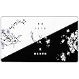 Black White Cherry Blossom Mouse Pad Large Japanese Sakura Death Life Flower Desk Mat 60X35 cm Non-Slip Rubber Base Stitched Edge Large XL Playmat for Keyboard Gaming Laptop Desktop,24x14 Inch
