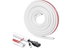 WISEJOY 2 Metros Canal de Cable Flexible, 15mmx 10mm Cable Canaleta Cables Pared Adhesivo, Cables Pequeña de TV para Sistema, Cables en el Suelo de la Pared, Blanco