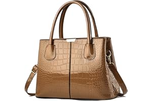 NICOLE & DORIS Borse a Mano e a Spalla Borsa Elegante Donna Lavoro Borsetta Donna Borsa in Vernice Pochette Donna Borsa a Tracolla di Grande Capacità Oro