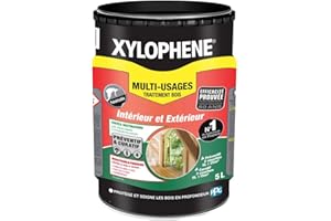 XYLOPHENE - Traitement Multi-usages Intérieur et Extérieur - Pour les Zones Difficiles d'Accès - Élimine Insectes et Termites - Formule renforcée en fongicide - Séchage rapide - 5L - Incolore