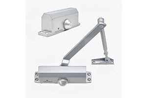 FORTSTRONG Door Closer FS-1306 Automatic Adjustable Closers Grade 3 Spring Hydraulic Auto Door-Closer with Easy Installation Life Size Fitting Template & Instructions Silver Aluminium
