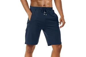 Boyzn Sportshorts för män bekväma träningsshorts i bomull elastisk midja löparshorts med blixtlåsfickor