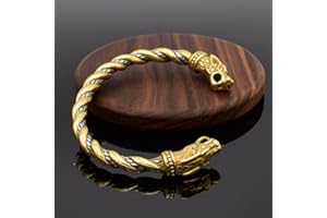 FANDAO Bracelet Viking Fenrir pour Homme, Bracelet en Acier Titane Massif À Ouverture, Amulette Païenne de la Mythologie Nordique, Cycliste, Antistatique, Beau Cadeau