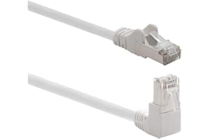 1aTTack.de 366192 Network Cable Cat.6 Angled 90 Degree 2 m - White - 1 Piece - Cat6 Patch Cable (SFTP PIMF) 1000Mbit/s Rj Connector 45-1 x 2m Meter White