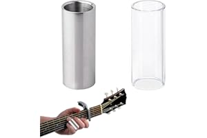 NUQIN Guitar Slide,2PCS Slide Guitar,Stainless Steel and Glass Guitar Accessories,Durable guitar slider for Electric Guitar,Guitar & Gear Accessories with Unique Sound Features for Electric Guitars/Acoustic
