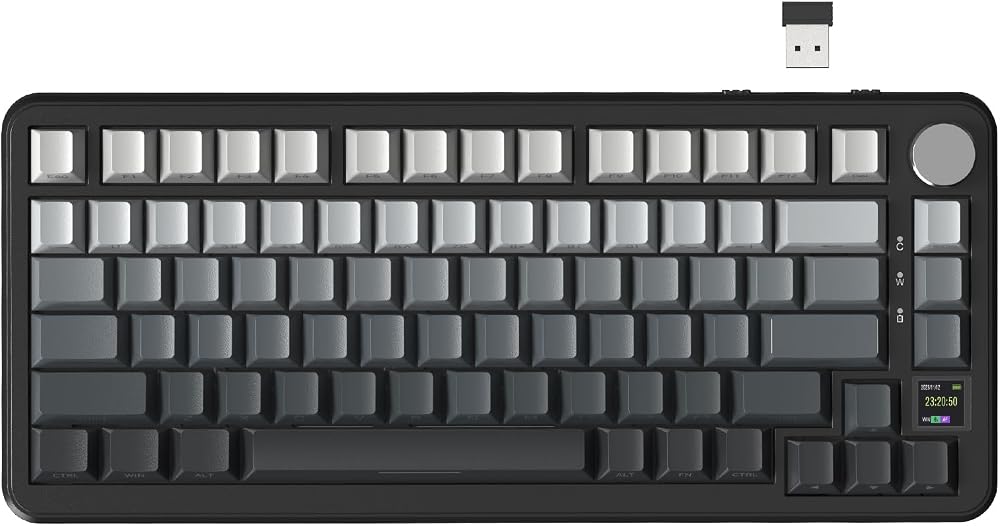 ATTACK SHARK X85PRO 75% Kablosuz Mekanik Klavye – TFT Ekran, Gasket Yapı, RGB Işıklandırma, Hot-Swap, 4000mAh Pil, BT/2.4G/USB-C Üçlü Bağlantı, QMK Desteği – Moonlit