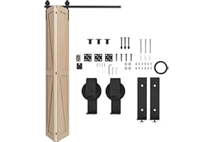 HOMCOM 122 CM Quincaillerie de porte coulissante pliante kit de rails de porte coulissante pliable en acier systeme de porte de grange pour 2 portes avec cintre en forme de J - noir