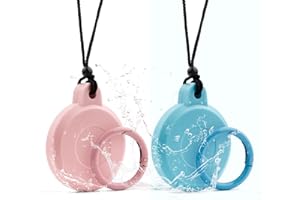 WALLFID Wodoodporny stojak na Airtag, naszyjnik, breloczek do kluczy, pełne pokrycie śrubowe, ukryty lokalizator GPS dla dzieci, osób starszych (Ocean Blue i Galaktyka Różowa)