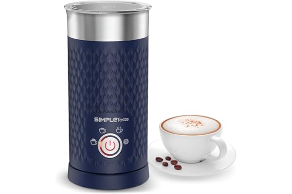 SIMPLETaste Mousseur à lait électrique 4 en 1, mousseur à lait automatique chaud et froid et chauffe-lait pour latte, cappuccinos, macchiato