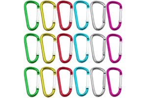 Senven Professionnel Mousqueton Boucle en D, Serrure, Aluminium, Ressort en D, Mini-Crochet ou Trousseau (ne Convient Pas à l'Escalade) - 18 pcs