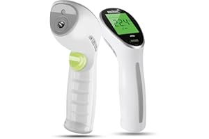 Pulox termometro clinico a infrarossi 2 in 1 - Termometro digitale da fronte e da superficie per neonati e adulti - Display LCD, allarme febbre e richiamo memoria