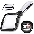 Folding Handheld Magnifying Glass with Light, 3X Large Rectangle Reading Magnifier with Dimmable LED for Seniors with Macular Degeneration, Newspaper, Books, Small Print (Black, 3X)