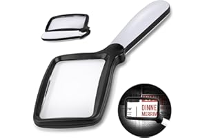 TOBEGIGA Faltbare Handlupe mit Licht, 3X Große Rechteck-Leselupe mit dimmbarer LED für Senioren mit Makuladegeneration, Zeitung, Bücher, Kleingedrucktes, beleuchtetes Geschenk für schwache Sehkraft