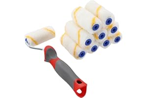 KOTARBAU® Lot de 10 rouleaux à peinture avec fil jaune 70 mm avec poignée en caoutchouc