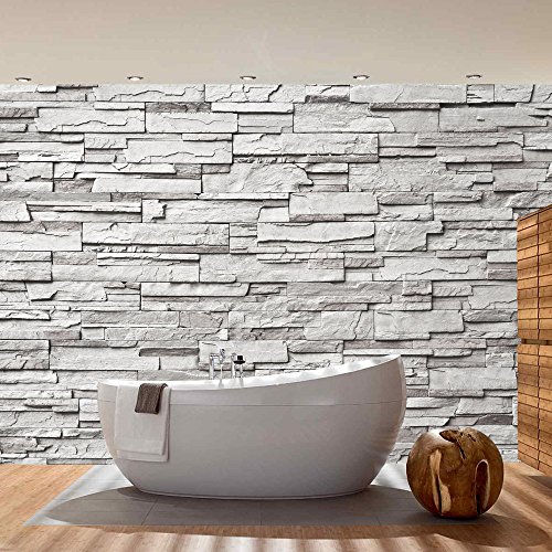 Vlies Fototapete 400×280 cm PREMIUM PLUS Wand Foto Tapete Wand Bild Vliestapete – NOBLE GREY STONE WALL – Asian STONE WALL Steinwand Steintapete Wand Wandverblender Asia Steine – no. 019 - 9