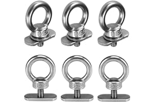 AONTOKY 6 Packs Stainless Steel Kayak Track Mount Tie Down Eyelet Rail Accessory Outdoor Fishing Supply for Kayak Canoe Boat Cord Rope