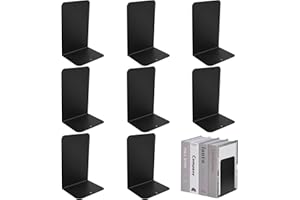GIGTOOP 8 Pièces Serre Livres en Métal,Serre-Livres pour étagères,Serre-Livres pour Livres Lourds Antidérapant Serre-Livres pour Bureaux,pour Bureau, école, Maison,bibliothèque-20x13.5x10cm