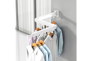 Tendedero Plegable de Pared (3 Brazos), Perchero Extensible Multifuncional de Aluminio para Interior y Exterior, Colgador de 