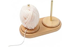 Holzsammlung Dérouleur de laine double en bois, Support Magnétique Rotatif, Porte-Bobines De Laine, Support De Laine En Bois, Pour Accessoires De Crochet Et De Tricot - 23.3 x 11.8 cm