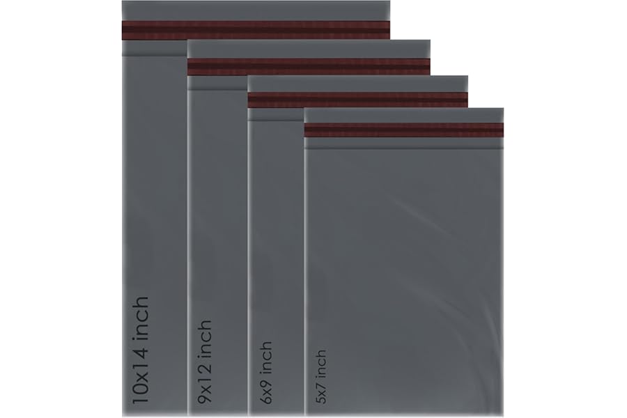 100 Assorted Mixed Grey Mailing Poly Postal Self Seal Bags 4 Sizes 25 from Each iSOUL Extra Small to Large Postage Packaging Assorted Mailers Posting Shipping Post Parcels Package Bags