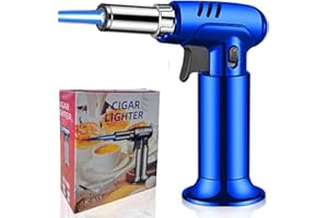 XWFEU Butane Torch Lighter,Kitchen Cooking Culinary Chef Blow Torch Flame Torch Adjustable Flame Gas Torch for Cooking BBQ Baking Brulee Creme DIY Crafts Soldering (Butane Gas Not Included) (Blue)